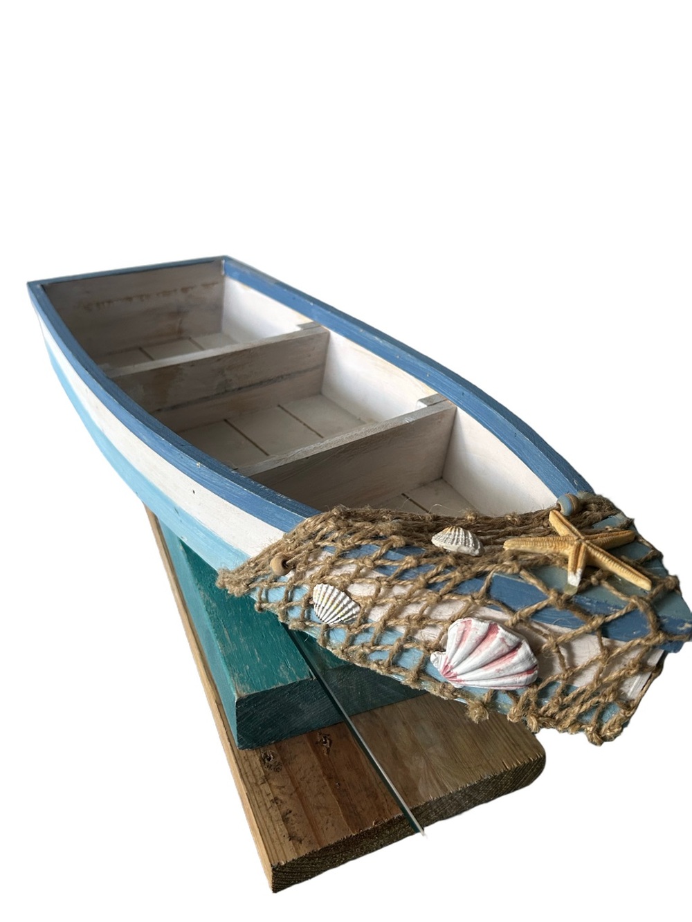 Wood Boat Wall Shelf Display Canoe Sailing Centerpiece Nautical Home Decor